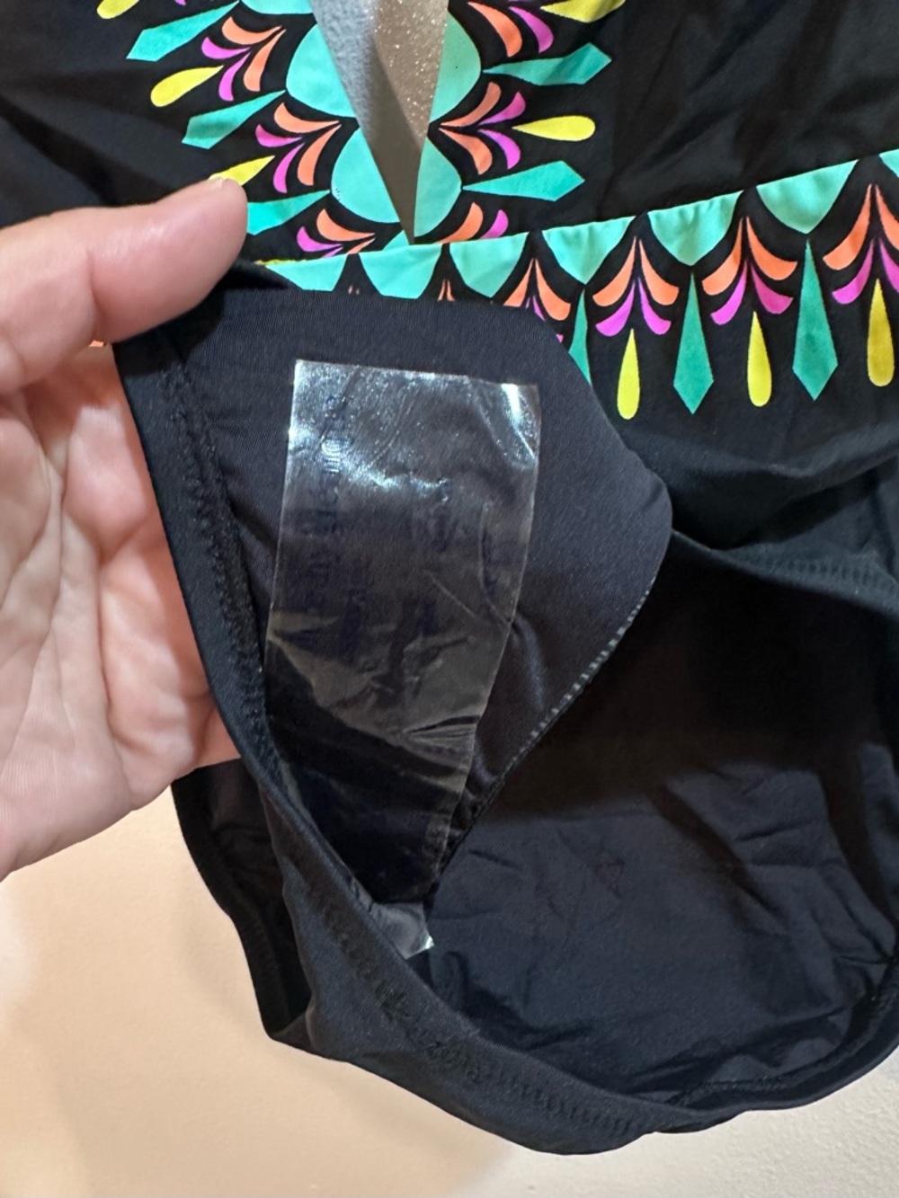 Trina Turk Black One-Piece Swimsuit with Turquoise, Pink and Yellow Accents - Picture 3 of 4